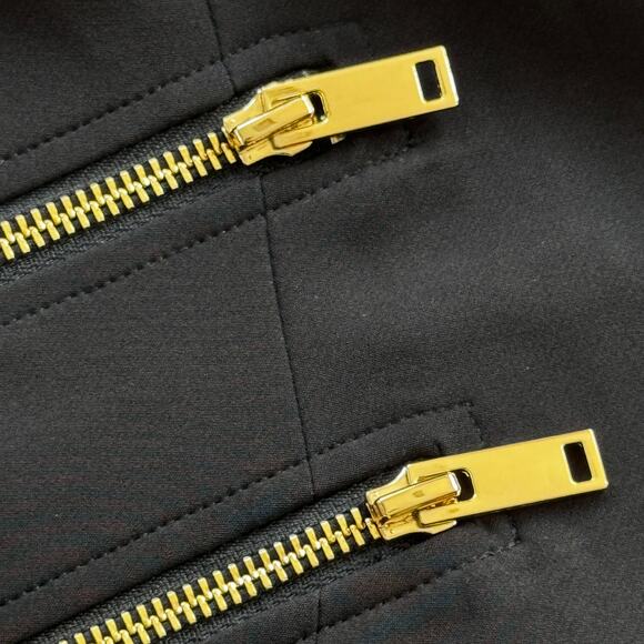 Joseph Ribkoff Classic Black Woven Blazer Gold Zippers Size 10 NWT - Picture 12 of 12